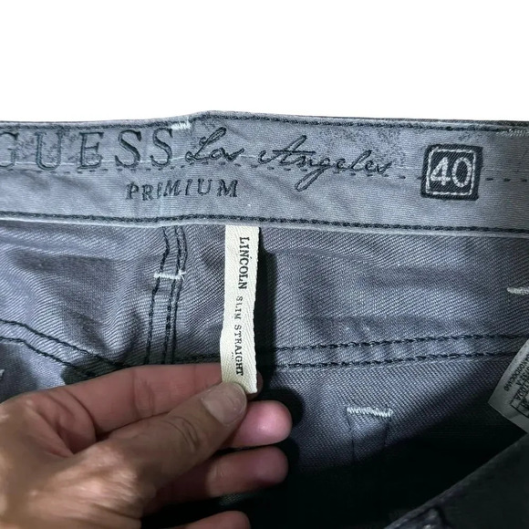 Men’s Guess Premium Los Angeles Black distressed Sz40 Lincoln Slim Straight Vint - Picture 3 of 10